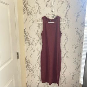 Maroon Bodycon Midi Dress